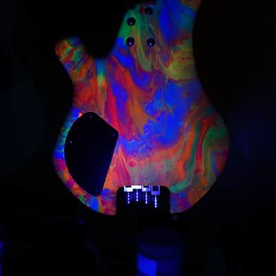 Unbranded Short Scale Headless Bass guitar - Matte UV Reactive Paint image 10
