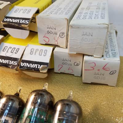 Sylvania etc. Matched Pair (2) 6DJ8 tNOS AT1000 TESTED Vacuum Tubes ECC88 dual triode 1965-1972 image 5