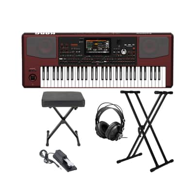 Korg PA1000 Arranger Keyboard with Bench and Stand Accessory Bundle