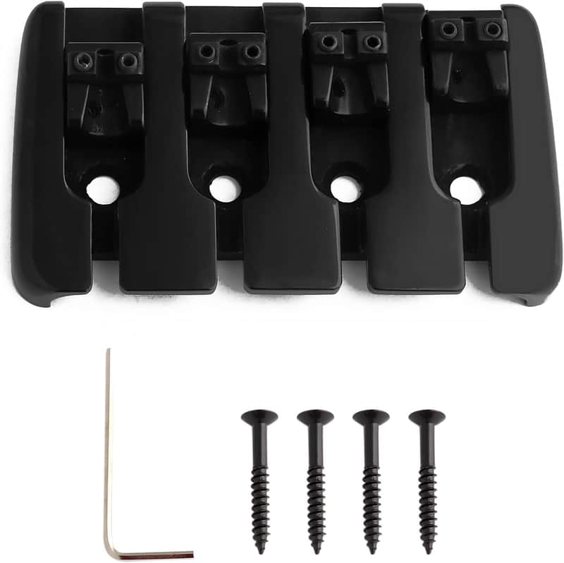 4 String Bass Bridge Top Load Tailpiece with Zinc Saddles for Electric Bass P Bass Black High Mass. image 1