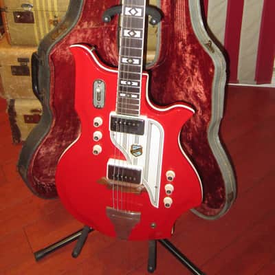 Vintage 1962 National Glenwood 95 USA Map Guitar Red w/ Original Case image 2