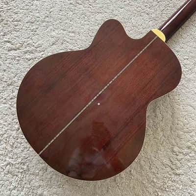 Aria 4 String Acoustic Electric Bass, Spruce Wood Top Body, Mahogany Neck image 7