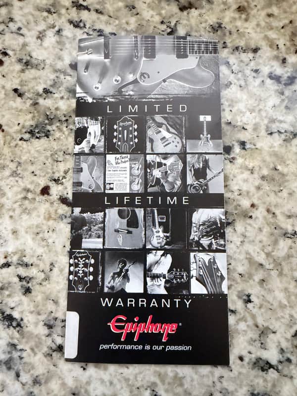 Epiphone Warranty Card Hang Tag 2000s les Paul SG flying V Explorer casino image 1