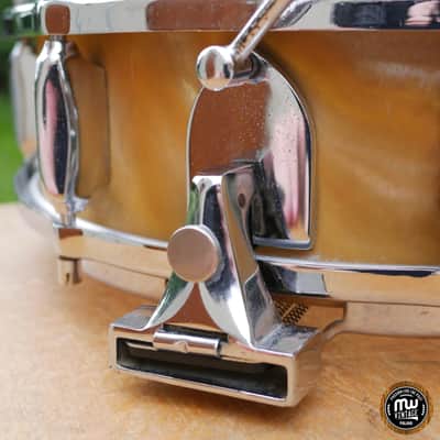 Sonor Teardrop D422 D421 Snare 14" x 4,5" 6-ply Gold Satin Flame Vintage Mid 60s image 12