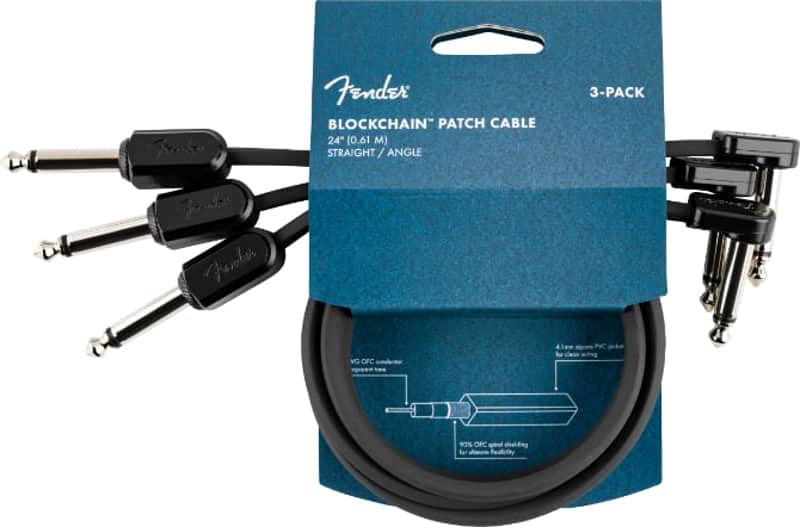 Fender Blockchain 24" Pedal Patch Cables, 3-pack, Straight/Angle image 1
