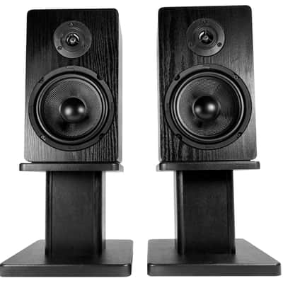 (2) Rockville RockShelf 68W White 6.5" Home Bookshelf Speakers+8" Speaker Stands image 3
