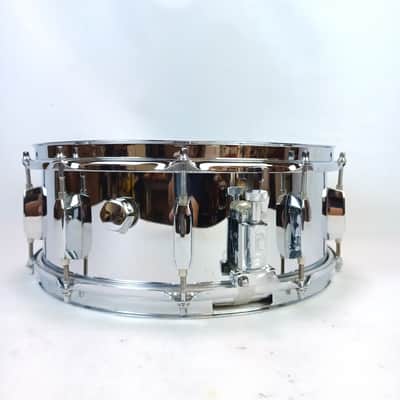 Pearl 5.5x14"Steel Shell Snare Drum 8-Lug Chrome SS Evans Onyx + Remo Ambassador image 5
