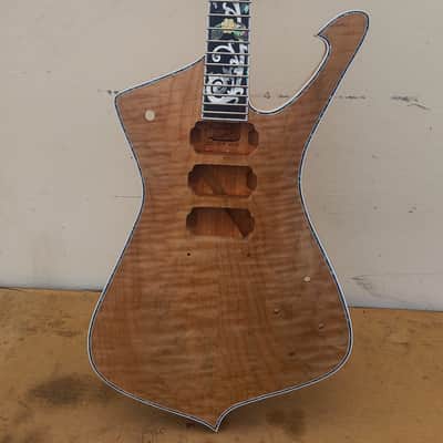 Christopher Scott Iceman figured flame maple solid top , Mahogany , unfinished guitar unfinished body , unfinished guitar DIY image 1