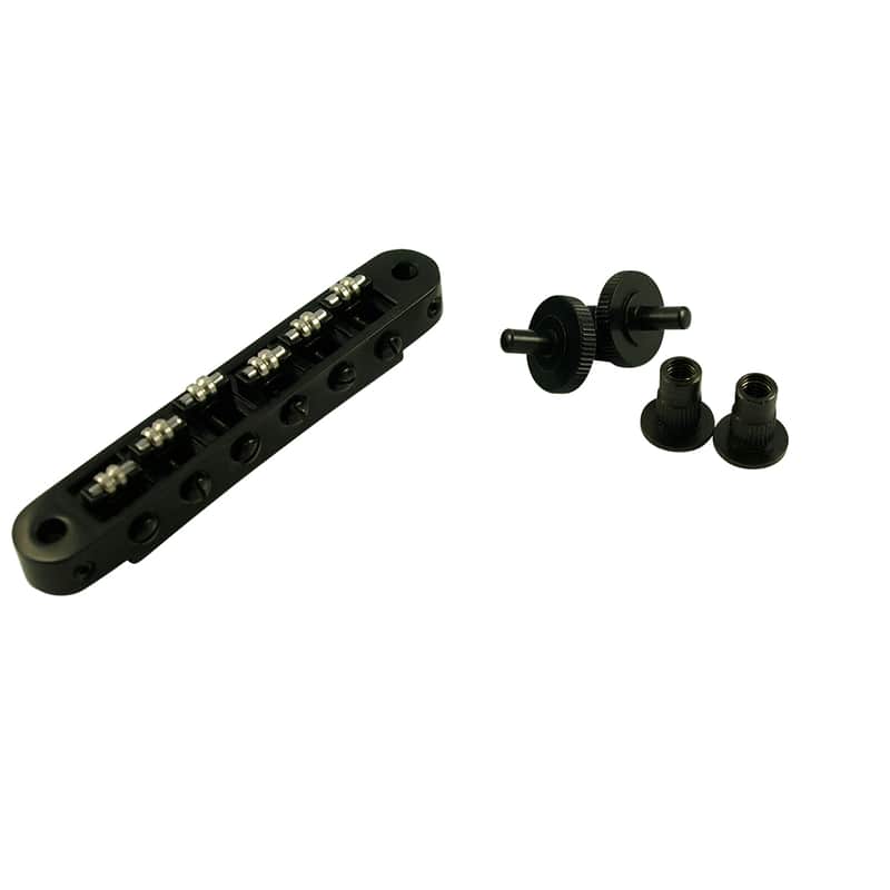 TonePros Standard Tune-O-Matic Bridge With Small Posts And Roller Saddles Black image 1