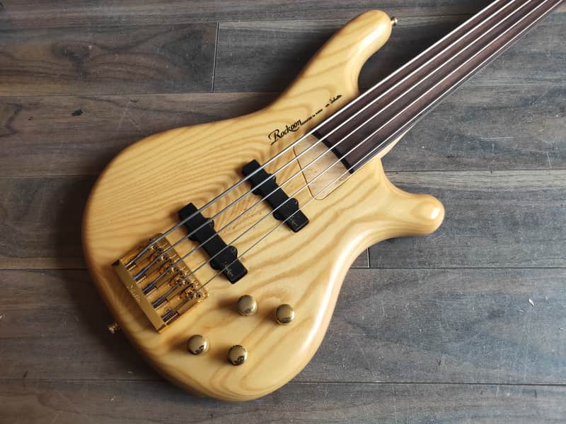 1989 Rockoon (by Kawai) RB-855 Fretless 5-String Bass Guitar (Made