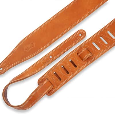 Levy's M17BDS-TAN Butter Double Stitch 2.5-inch Wide Garment Leather Guitar Strap image 2