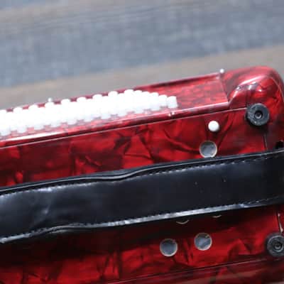 Milan Accordion 72-Bass 34-Key 5-Treble Switch Red Piano Accordion w/Case image 11