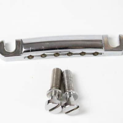 1986 Vintage Gibson USA Chrome Stopbar Tailpiece Original Les Paul Standard Heavy Zinc 1980s USA image 1