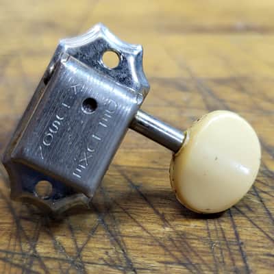 Vintage 1964 Kluson Deluxe Double Line Patent Number 3x3 Individual Bass Side Guitar Tuner Luthier Parts image 1