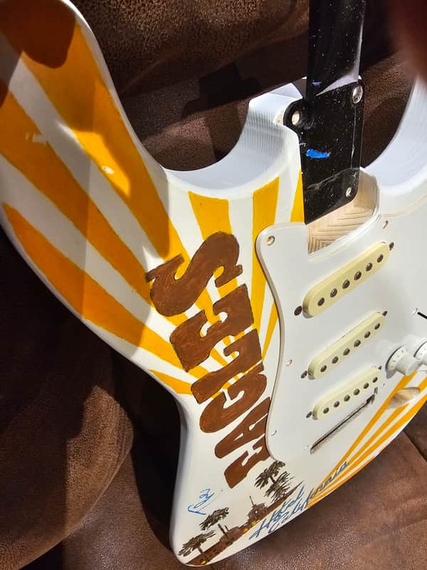 Custom Hand painted guitar Body-album cover art - one of a kind Stratocaster 2000's - Gloss image 1