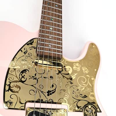 Stainless Steel Pickguard Scratch Plate 8 Holes SS Single-Coil Pickups Metal Engraving Electric Guitar Pickguard Compatible with USA/Mexican Telecaster Tele Modern Style Guitar Parts(Gold) image 3