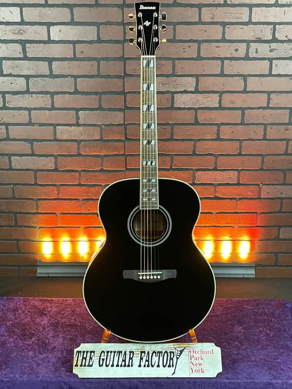 Ibanez AJ70M1E Artwood Jumbo Acoustic-Electric Guitar - Black High Gloss image 1
