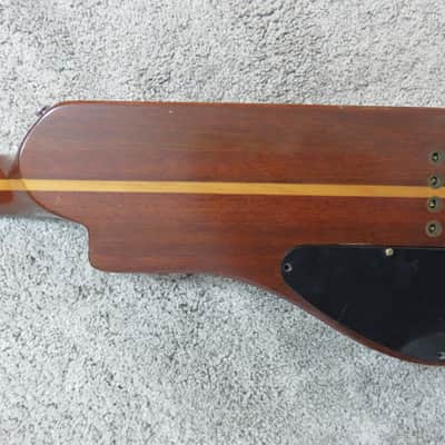 Vintage 1980s Austin Hatchet Wedge Travel Bass Guitar Natural Stained Body Rare image 10