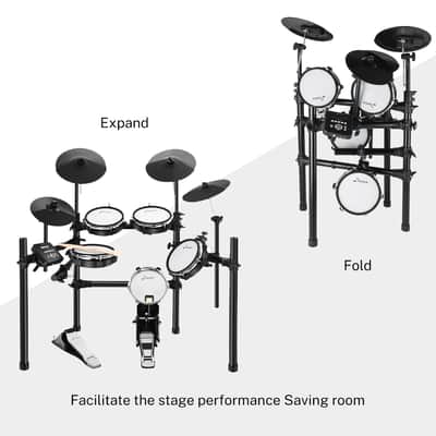 Donner DED-200 Electric Drum Set Electronic Drum Kit with 225 Sounds, More Stable Iron Metal Support image 6