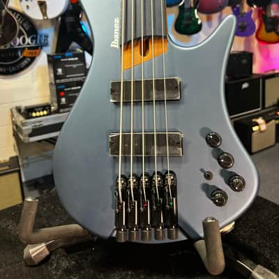 Ibanez Standard EHB1005F Fretless 5-string Bass Guitar - Arctic Ocean Matte 768 GET PLEK'D image 1