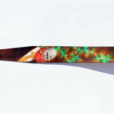 burnyblack wide guitar strap leather - Vincent gorilla brown/green image 15