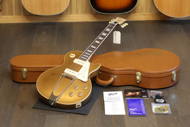 Unplayed! 2013 Gibson 1952 Reissue Les Paul Tribute Electric Guitar Bullion Gold w/ Maple Veneer Headstock + OHSC & Papers image 1