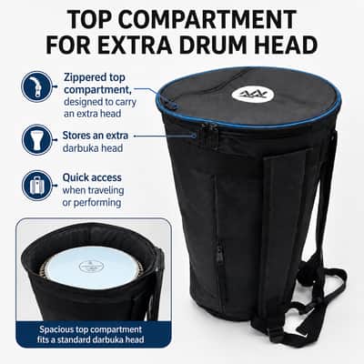 ZAZA - Professional Colorful Doumbek/Darbuka ClassicSize - Bag Carry Case - Premium Nylon Fabric Gig-bag - Purple image 8