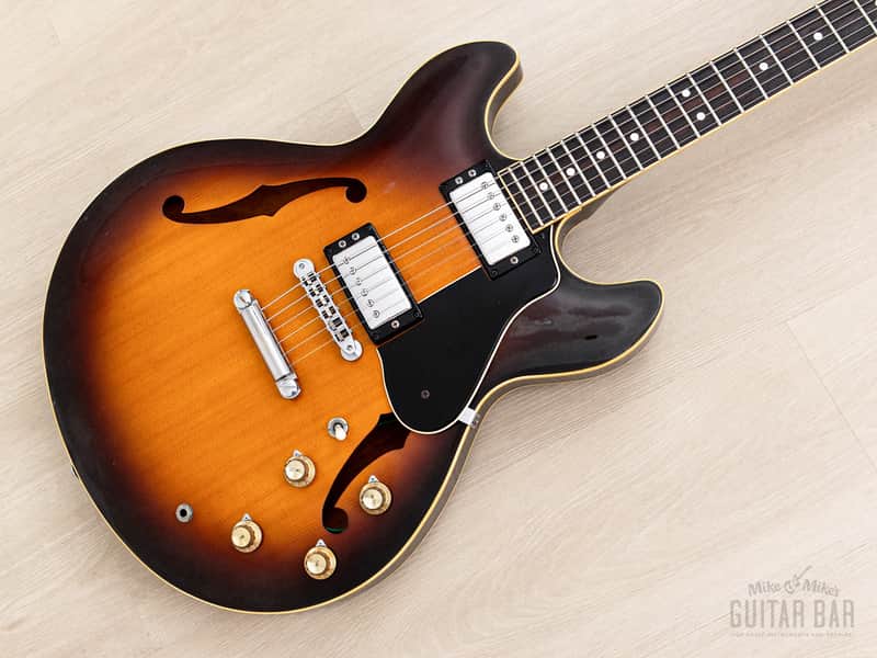 1987 Yamaha Super Axe SA-1800 Vintage Carved Top Semi-Hollow Guitar Brown Sunburst w/ Spinex Humbuckers, Case image 1