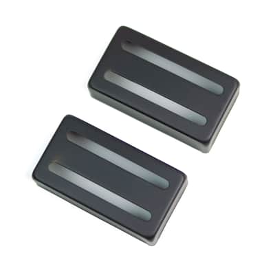 2x Two-slot Humbucker cover for Filtertron style guitar pickup ,Metal Black