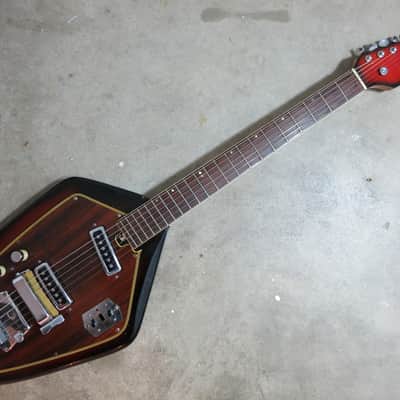 Vintage 1960s Teisco Phantom Guitar Del Rey Domino Great Shape Coffin Case image 8