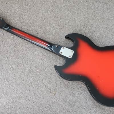 Vintage 1970s MIJ Teisco Lyle Encore SG Loaded W/ 2 PU Rye Cooder Gold Foil Goldfoil Pick Ups Wine Red Well Made Matsumoko Small Body Lo Fi Cool Low Intonation Plays Well image 8