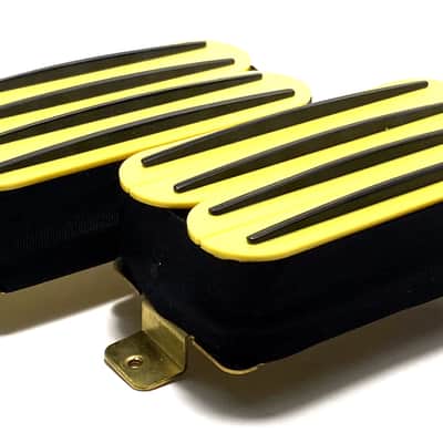 Dragonfire Quad Rail Humbuckers Four Blade Rail Style Passive 23K Pickup Set ~ Yellow with Black Rails image 3