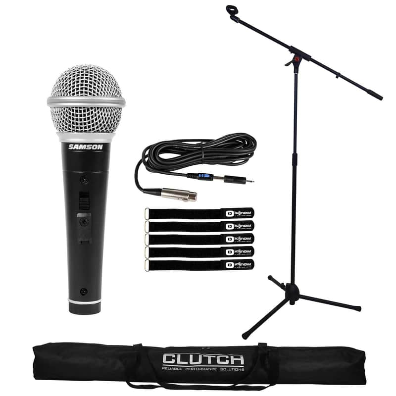 Microphone Boom Stand Clip Holder Foldable Tripod Clutch w Carry Bag + Vocal Mic image 1