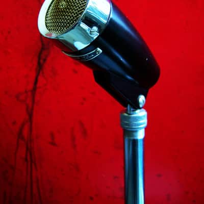 Vintage 1960's Calrad DM-9 dynamic microphone black harp mic w stand Olson Lafayette prop display image 7