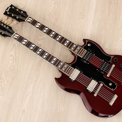 1990s Burny RSG-140 Vintage Double Neck SG, 6 & 12 String Guitar Cherry w/ Case & Tags, Japan image 12