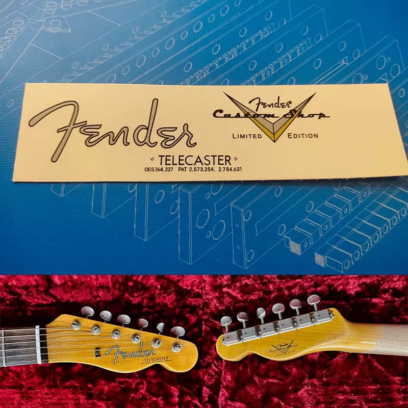 Original Fender TELE 63-64 Electric Guitar Headstock Logo Water Transfer Decal with Peel--Off Film image 1