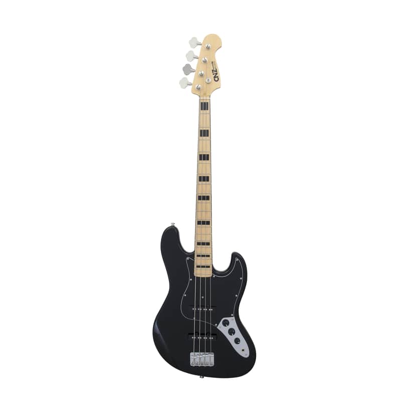 CNZ Audio JB Vintage 1975 Electric Bass Guitar - Maple Fingerboard & Neck, Black image 1