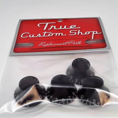 True Custom Shop® Embossed Vintage Number Black Top Hat Knobs Set for Gibson Les Paul SG image 4