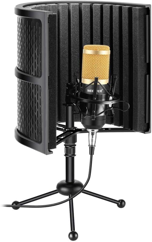 Tabletop Compact Microphone Isolation Shield + Condenser Microphone image 1