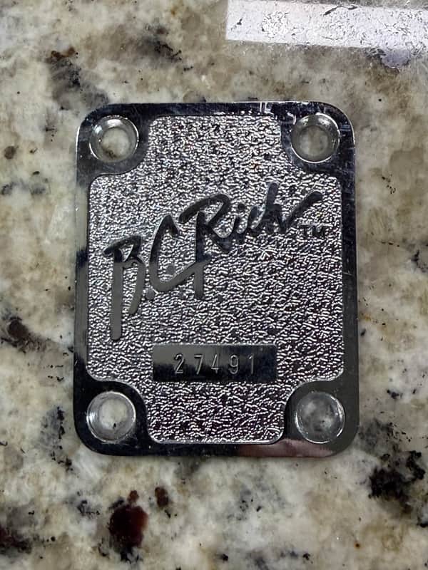 B.C. Rich Neck plate Withe Serial Number - Chrome image 1
