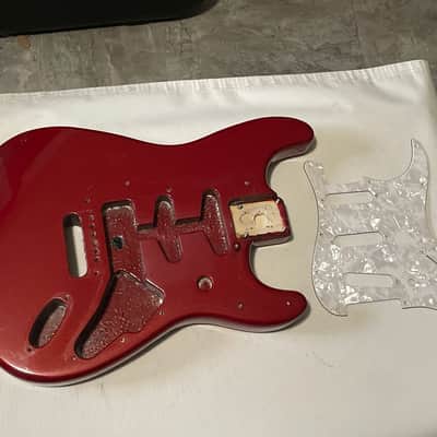 1995 MIM Fender Mexico Candy Apple Red Stratocaster Guitar Body 6 Post Tremolo image 1