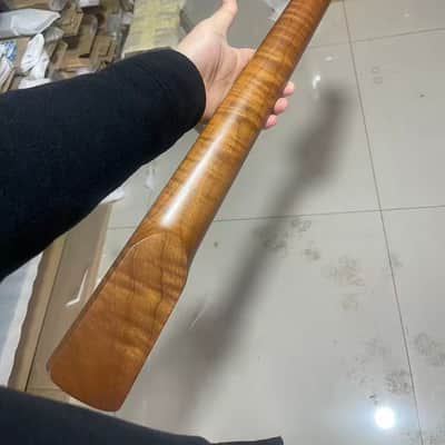 4 string electric bass neck jazz bass stainless steel 20 frets Roasted flame Maple guitar neck 34inch hole 18mm black dot inlay image 3