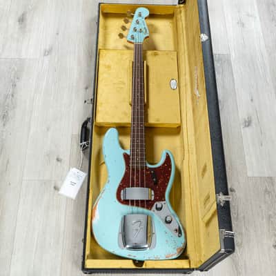 Mint Fender Custom Shop 1961 Jazz Bass Heavy Relic, 3A Rosewood Fingerboard, Faded Aged Daphne Blue image 10