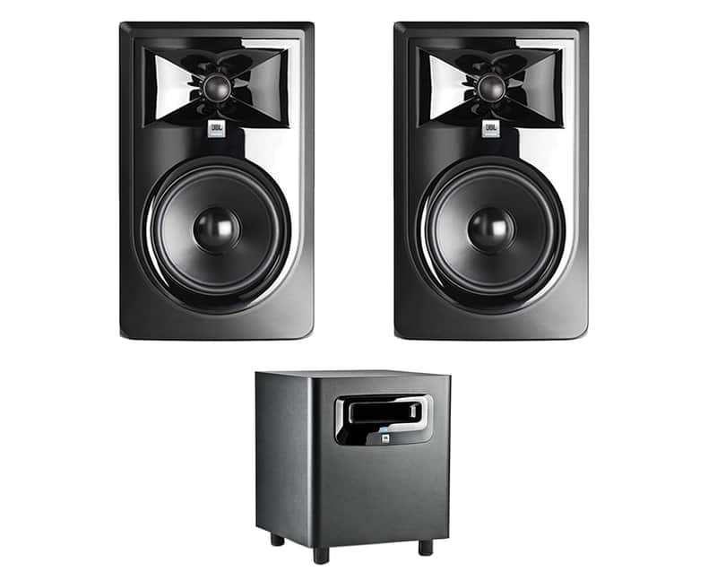 2x JBL 306P MkII 6" Active Speaker Powered Monitor Pair + LSR310S Subwoofer Sub image 1