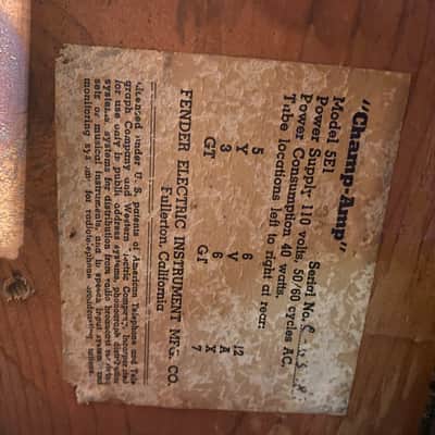 Fender Champ 5E1 1x6"  1957 image 8