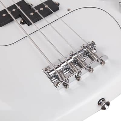 Glarry GP Electric Bass Guitar White w/ 20W Amplifier Bag + Tool + Strap + Plectrum image 5