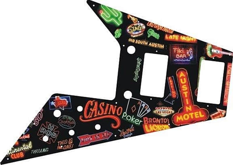 Pickguard Pick Guard Scratchplate Graphical Gibson Flying V Guitar Neon Collage image 1