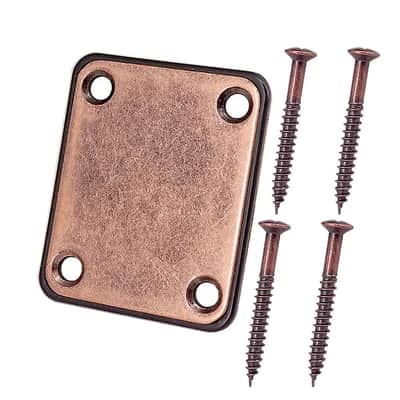 Antique Bronze Guitar and Bass Neck Plate with Screws image 3