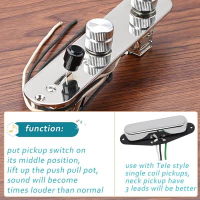 Prewired 4 Tone Guitar Control Plate Assembly, Loaded 3-way Blade Switch Push Pull Potentiometer Excellent CTS Pot Speed Knobs to Clarity Pickups, Chrome-09 image 6