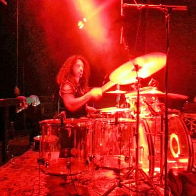 Quiet Riot, Frankie Banali's  2012 Kennedy Center Ludwig "Bonham" Amber  Vistalite Kit 14/16/18/26 image 10